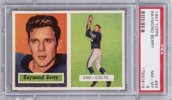 1957 Topps #94 Raymond Berry Rookie Card – PSA NM-MT 8 